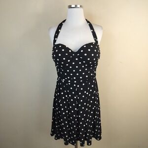 Victoria's Secret Polka Dot Halter Dress w Push Up Padded Bra 36D Small